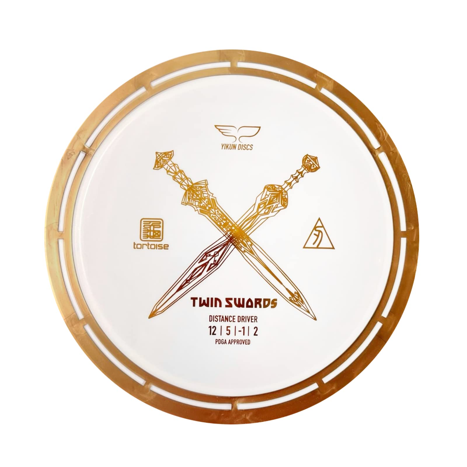 Gold Twin Swords Disc Golf Disc